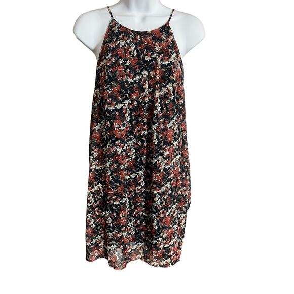 Lush blue copper halter high neck sleeveless swing mini dress lined medium - Picture 1 of 5